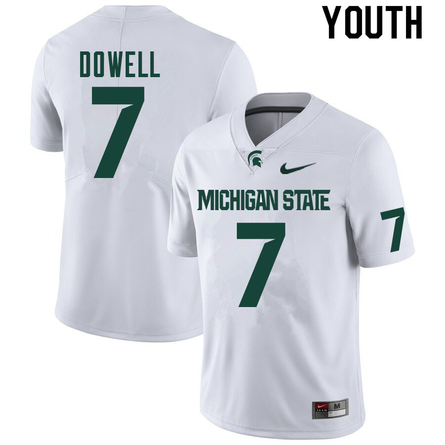 Youth #7 Michael Dowell Michigan State Spartans College Football Jerseys Sale-White